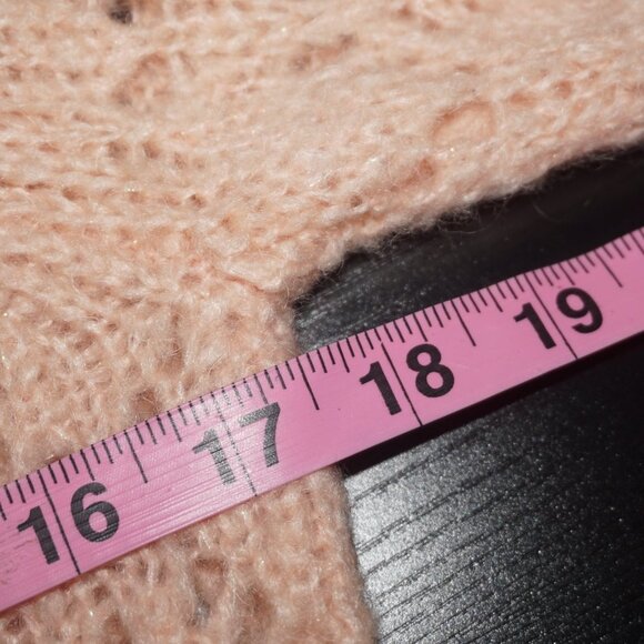 Vintage 90s Mohair Wool Pink Metallic Knit Sweater Small - Picture 5 of 6